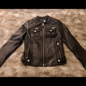 Michael Kors Patch Pocket Leather Jacket